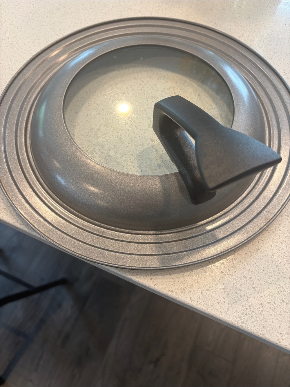 Universal Gray Glass-Window Pot Lid with Heat-Resistant Handle